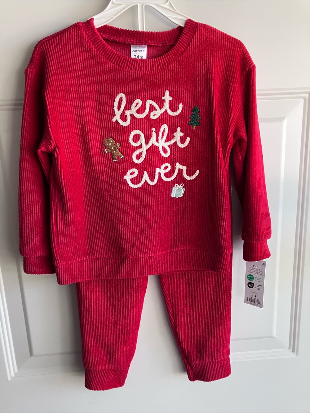 Red Christmas ribbed set 24 months NWT